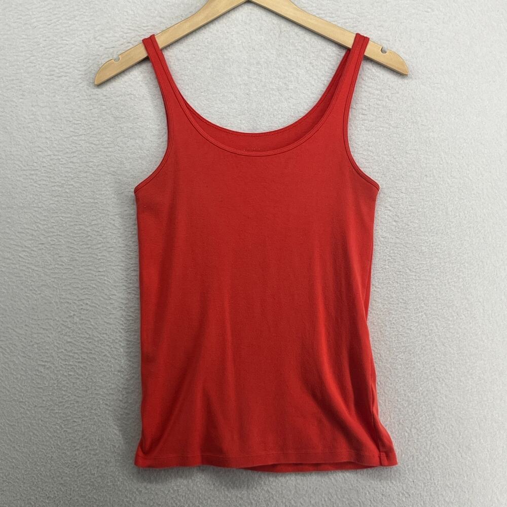 EILEEN FISHER Tank Top M Organic Cotton Ribbed Jersey Cami Scoop Neck Salmon